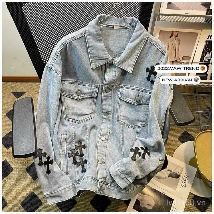 Áo khoác denim nam cao cấp, style streetwear trendy