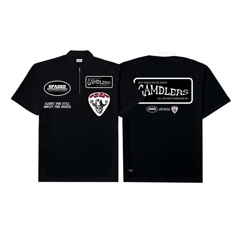 Spades Quarter Zip Polo All The Best Black