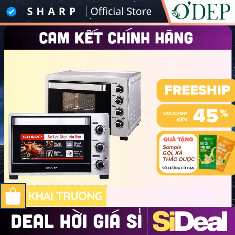 Lò nướng Sharp 32 lít, quạt nướng đối lưu, xiên quay đa năng EO-A323RCSV-ST - SIDEAL SIA