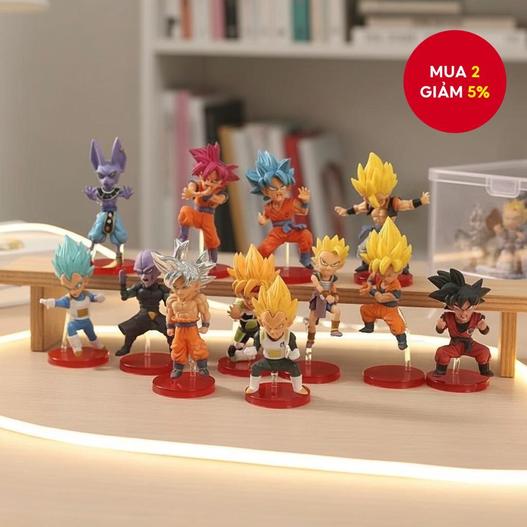 Bandai 8cm Bộ 12 Mô Hình Nhân Vật Anime Dragon Ball Goku Vegeta Beerus Broli Super Saiyan PVC Sưu Tầ