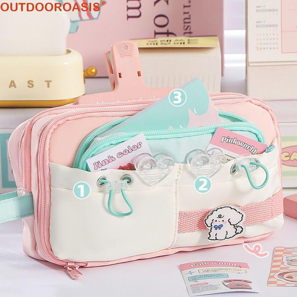 OUTDOOROASIS Túi đựng bút chì dễ thương, Hộp đựng bút chì học sinh dung tích lớn INS, Kawaii Morandi
