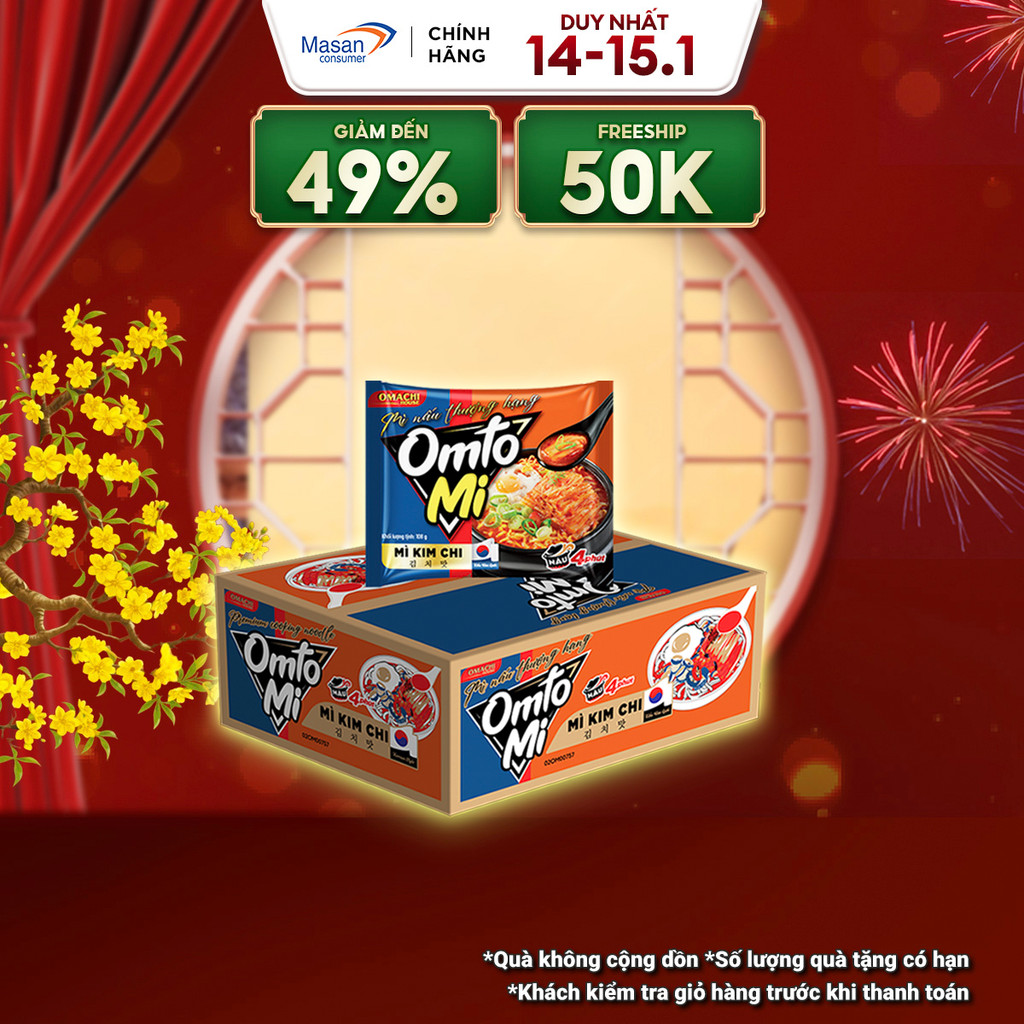 Mì Nấu OMTOMI vị kim chi 16gói x 108gr (thùng)