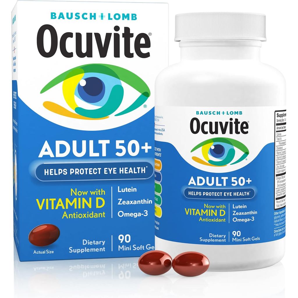 Ocuvite 50 + Bổ sung Vitamin mắt & khoáng chất, Vitamin tổng hợp cho sức khỏe thị lực & mắt với Omeg