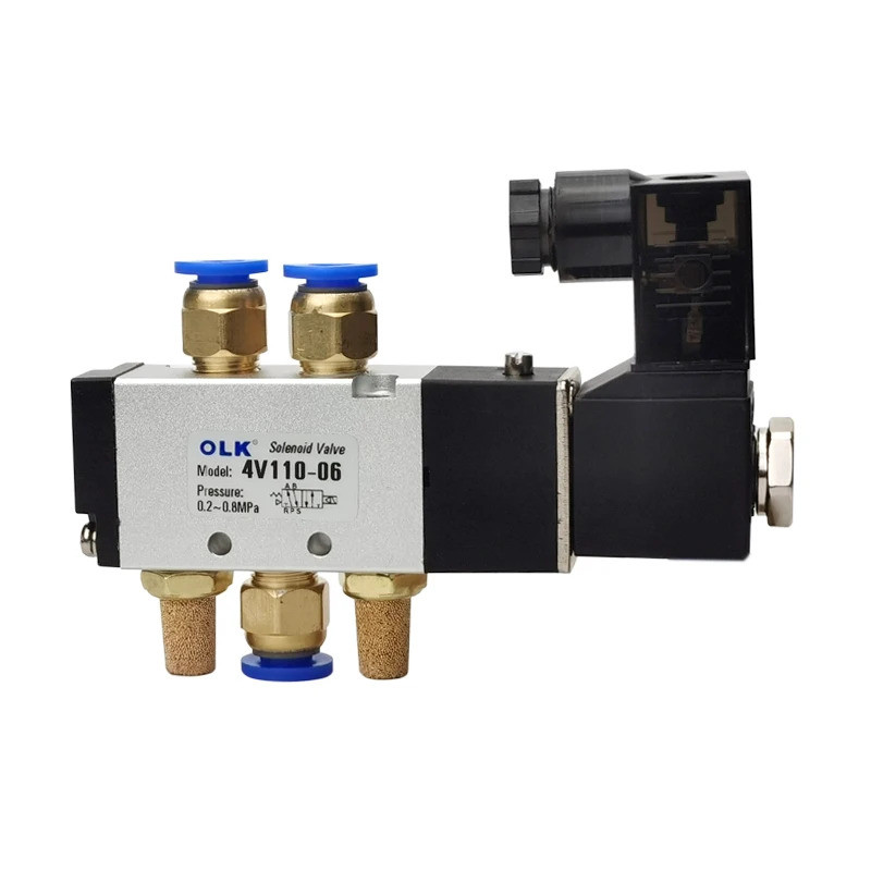 4V110-06 5 Chiều 2 Vị Trí 1 / 8 "Van Điện Từ Khí Nén DC 24V DC 12V AC 110V AC220V Với 4mm 6mm 8mm 4V
