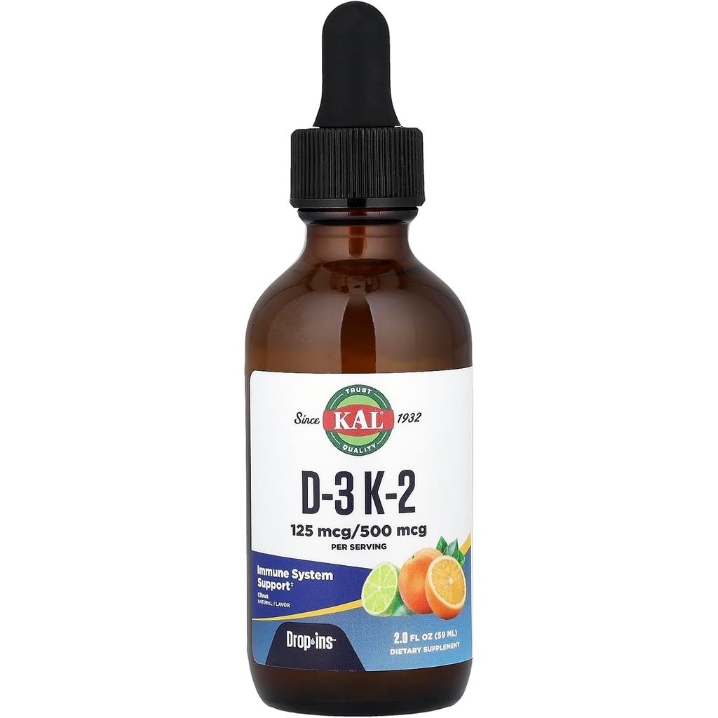 Kal 5000 Iu D-3 K2 Giọt cam quýt, 2 Ounce chất lỏng