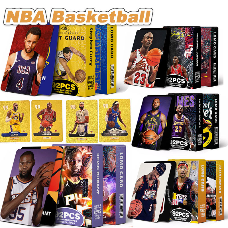 Bộ 92 Thẻ Lomo Sticker NBA James Michael Jordan‌ Earvin Johnson Kyrie Irving‌ Mô hình siêu sao bóng 