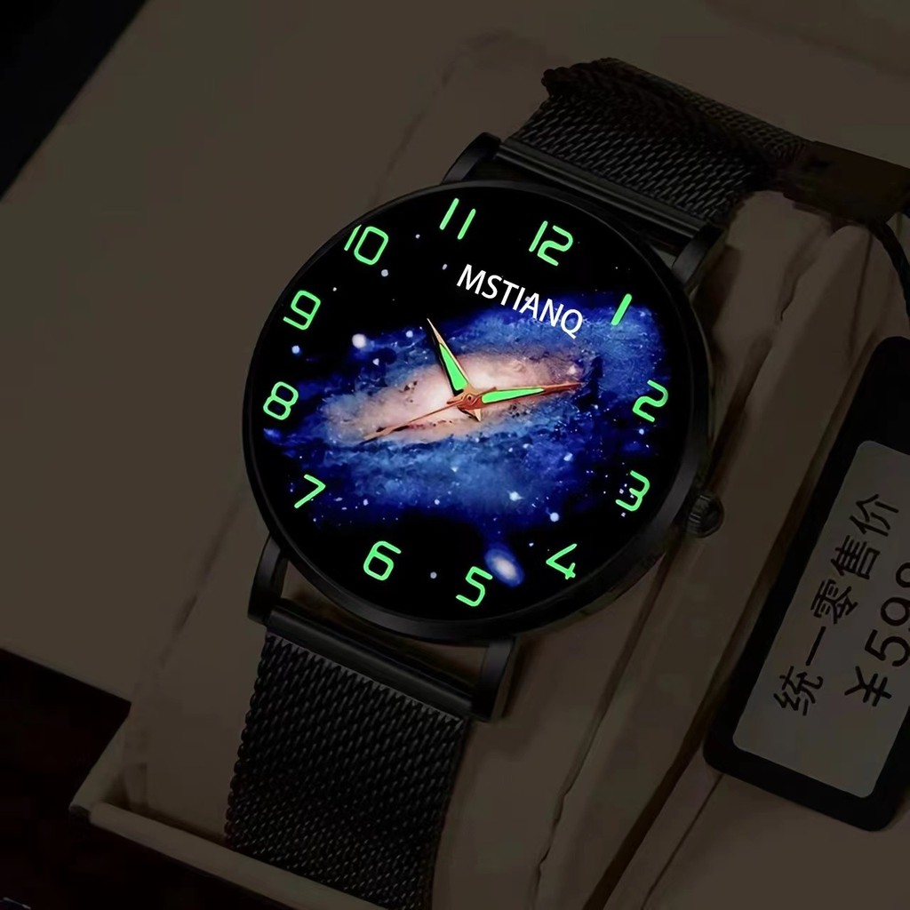 Đồng hồ nam Thanh niên Trung học Cơ sở Xu hướng thời trang Đồng hồ thạch anh Công nghệ màu đen dạ quang Đồng hồ đeo tay mặt số lớn