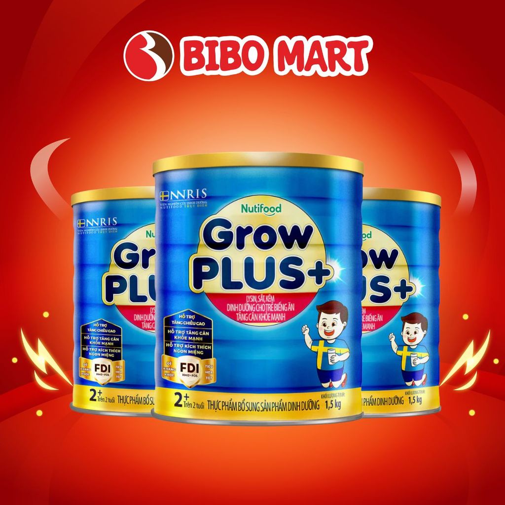 Sữa GrowPLUS+ Xanh 2+ Cho Bé Trên 2 Tuổi Lon 1.5kg Hỗ Trợ Trẻ Biếng Ăn - Bibo Mart