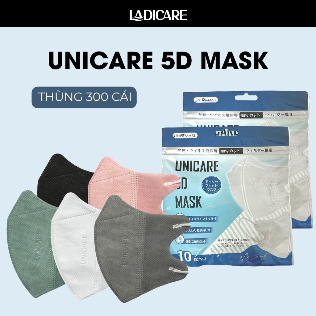 [Sỉ Thùng 300 Chiếc] Khẩu Trang 5D THÁI LAN, 5D UNI MASK Kháng Khuẩn, nhiều Màu Lạ Siêu Đẹp