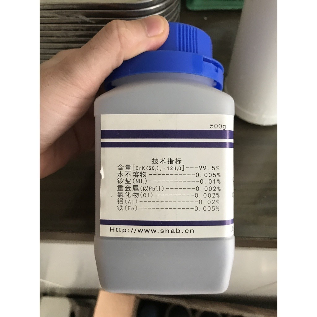 Phèn crom lọ 500g Kcrso4 KCr(SO4)2 phèn làm tinh thể CrK(SO4)2 chromium potassium sulfate dodecahydr