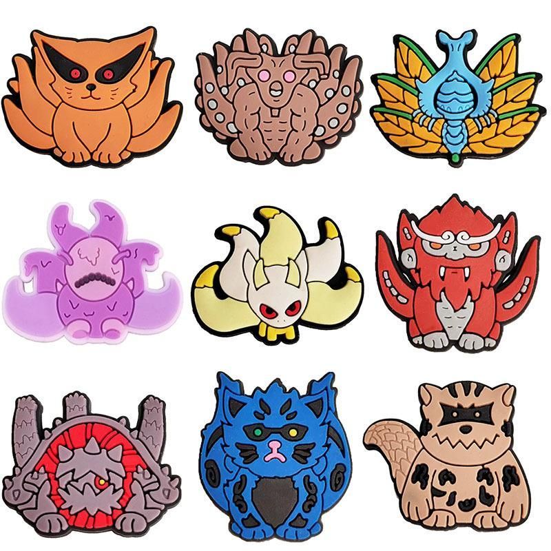Set charm VĨ THÚ NARUTO gắn dép cross, Nút gắn sticker dép cross trang trí cham 2D hoạt hình ANIME n