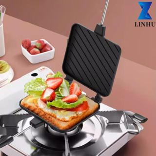 LINHU Chảo Chiên Hai Mặt LINHU, Máy Làm Bánh Sandwich Chống Dính Nhôm, Máy Làm Bánh Chảo Làm Nóng Đều Chảo Nướng Lật Chịu Nhiệt Cắm Trại