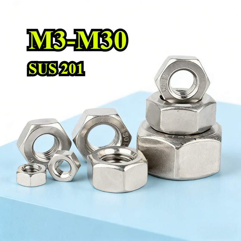 【ZQ-R1】Đai Ốc, Tán Dẹp, Tán Ecu Inox 201 Dùng Cho Bulong   Loại Tốt M3-M30