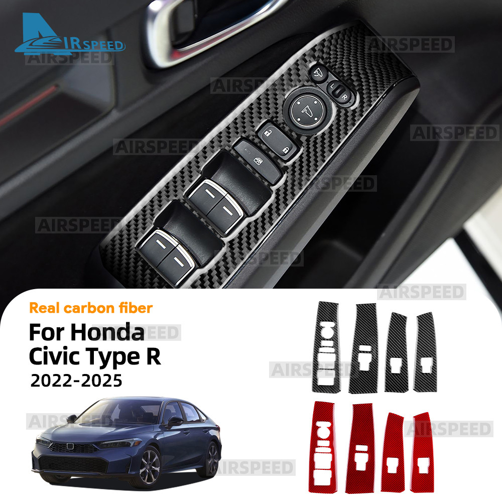 AIRSPEED 2022-2025 Honda Civic Type-R Cửa Sổ Công Tắc Viền Khung Decal Sợi Carbon Sửa Đổi Nội Thất P