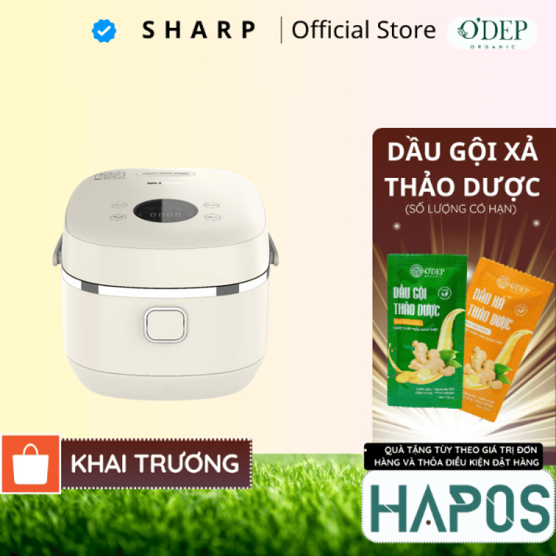 Nồi cơm cao tần Sharp 1 lít 1000W KS-IH10IX-WH, công nghệ IH 3D, phủ chống dính - HAPOS HOF