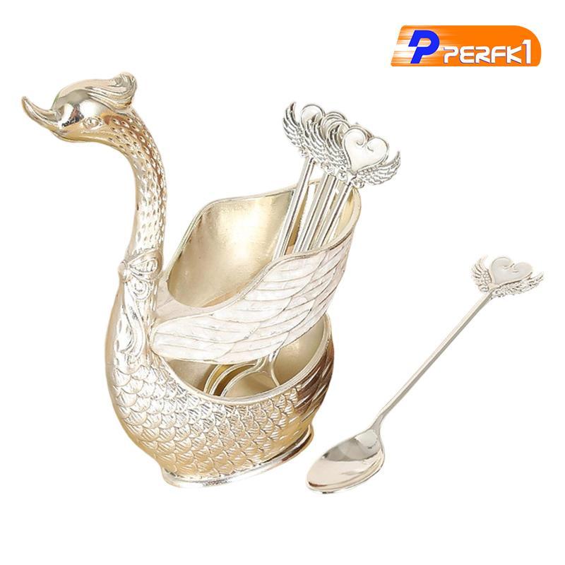 Swan Coffee Món Tráng Miệng Bộ Thìa Hợp Kim Kẽm Thanh Lịch Giá Đỡ Bàn Sang Trọng Dao Kéo Cho Gia Đìn