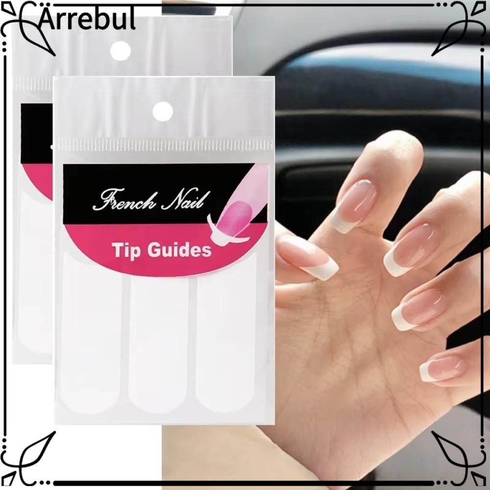 ARREBUL Nhãn dán nghệ thuật làm móng tay kiểu Pháp, Dải làm móng tay kiểu Pháp màu trắng tự dính, Đầ