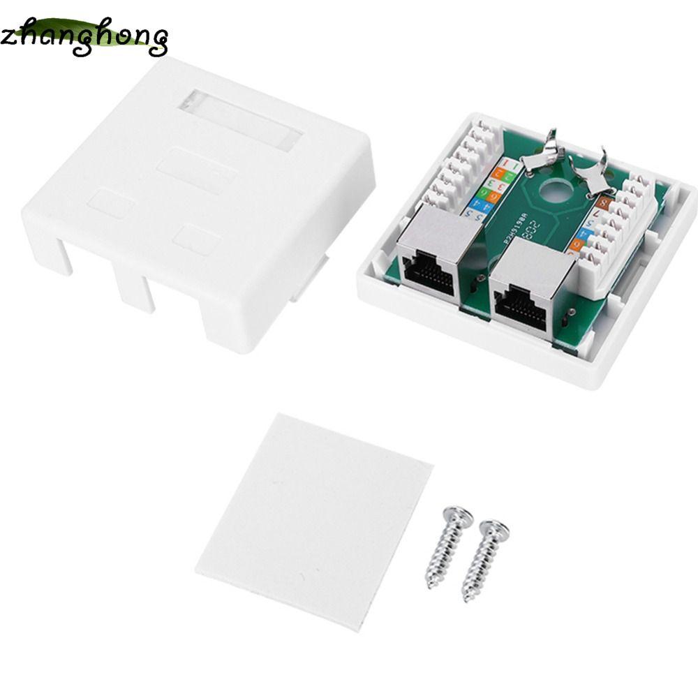 Hộp gắn bề mặt ZHANGHONG, 2 cổng có ốc vít và băng keo hai mặt Hộp gắn RJ45-8P8C, Easy Mount Cat 5e 