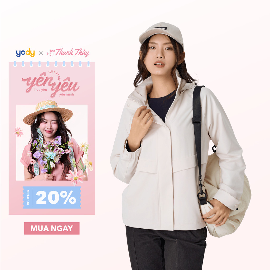 Áo khoác gió nữ 4c plus dáng suông YODY cản gió cản bụi co giãn 4 chiều WCWC25F025