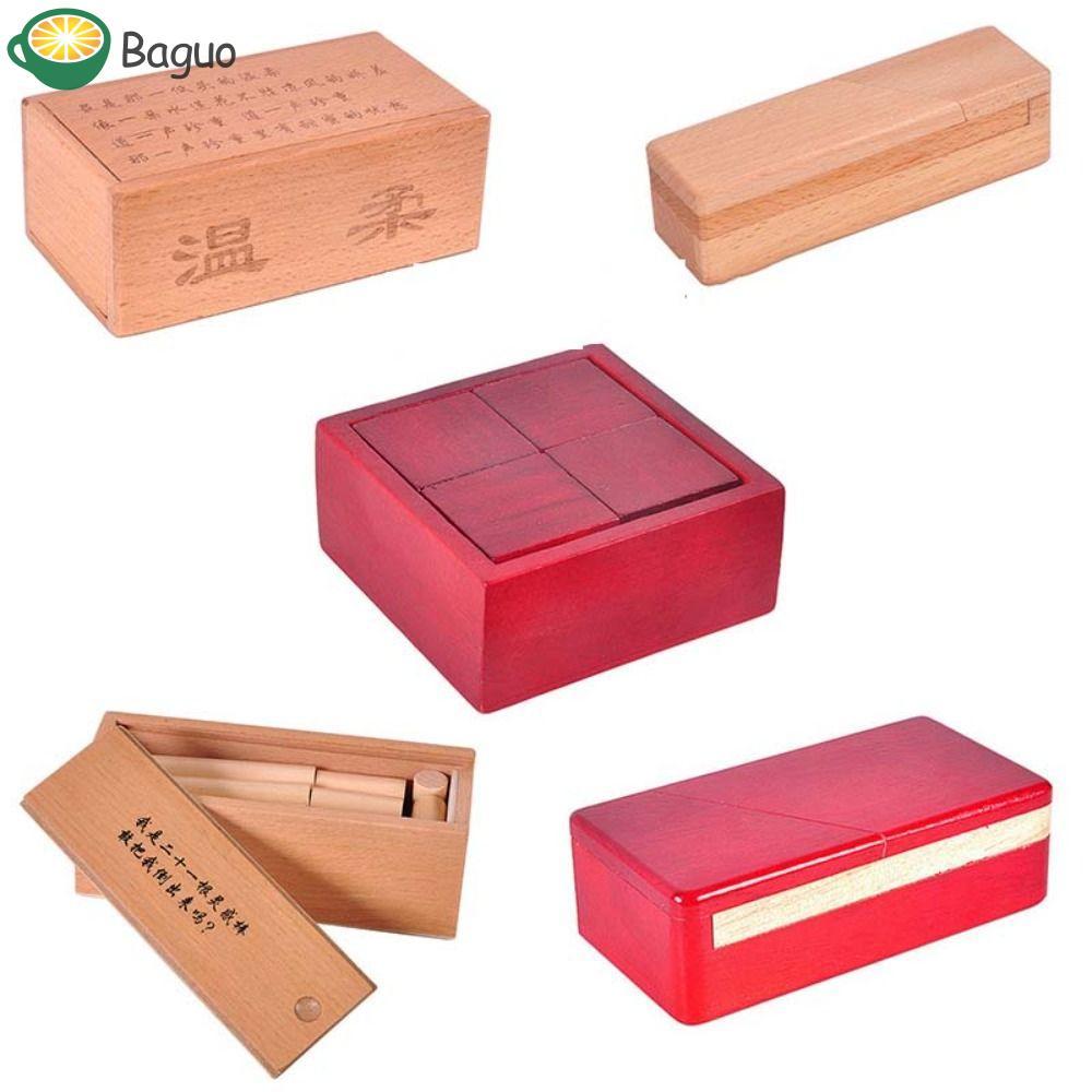 BAGUO Gỗ Brain Teaser Puzzle, Mở Hộp Xếp Hình Brain Teaser IQ Puzzle Mind Brain Brain Teaser, IQ Log