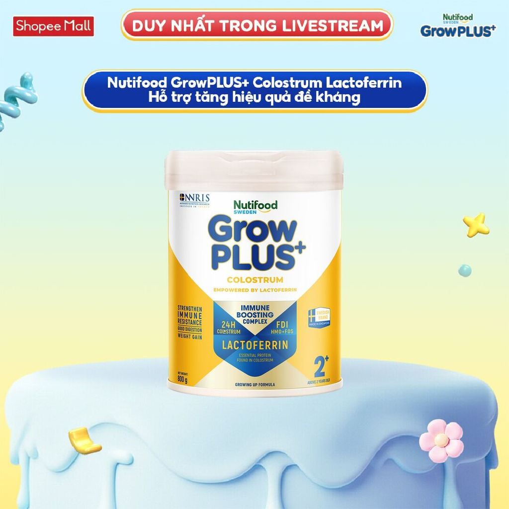 [Livestream KOL] Sữa bột Nutifood Sweden GrowPLUS+ Colostrum Lactoferrin 2+ 800g