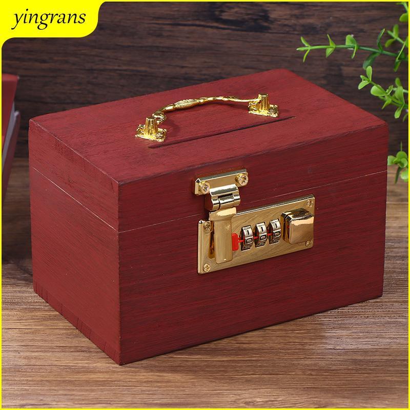 Hộp Gỗ Mật Khẩu Lo Tiết Kiệm Tiền Đồng Xu Hộp Heo Đất Tổ Chức Với Lo Hộp Kho Báu Cho Thẻ Đô La Cents