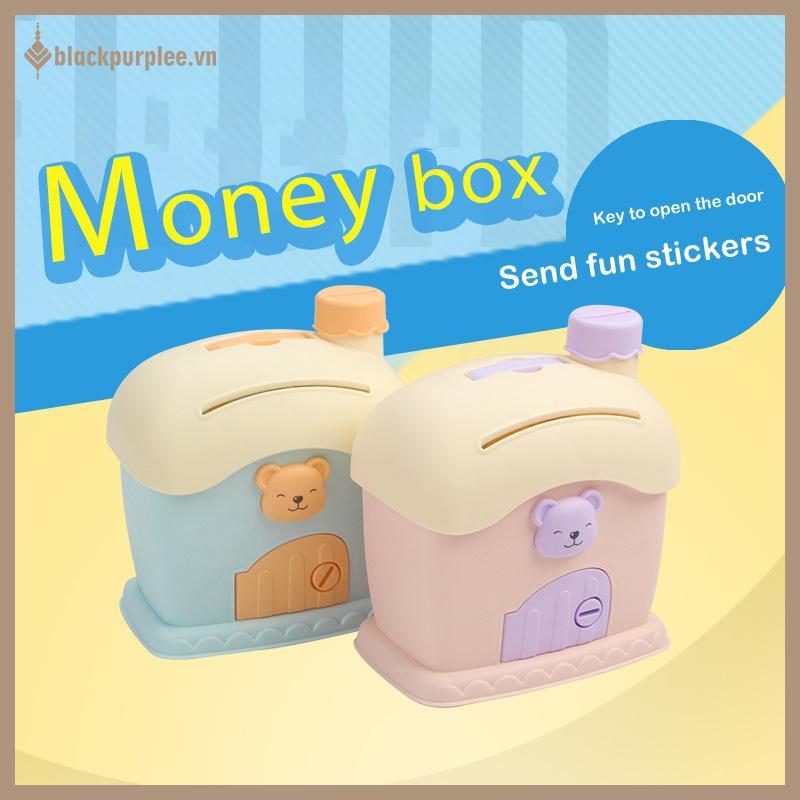 BURPLE Gấu Dễ Thương Heo Đất Hoạt Hình Vuông Có Lo Và Chìa Khóa Nhà Nấm Dễ Thương Heo Đất Hoạt Hình 