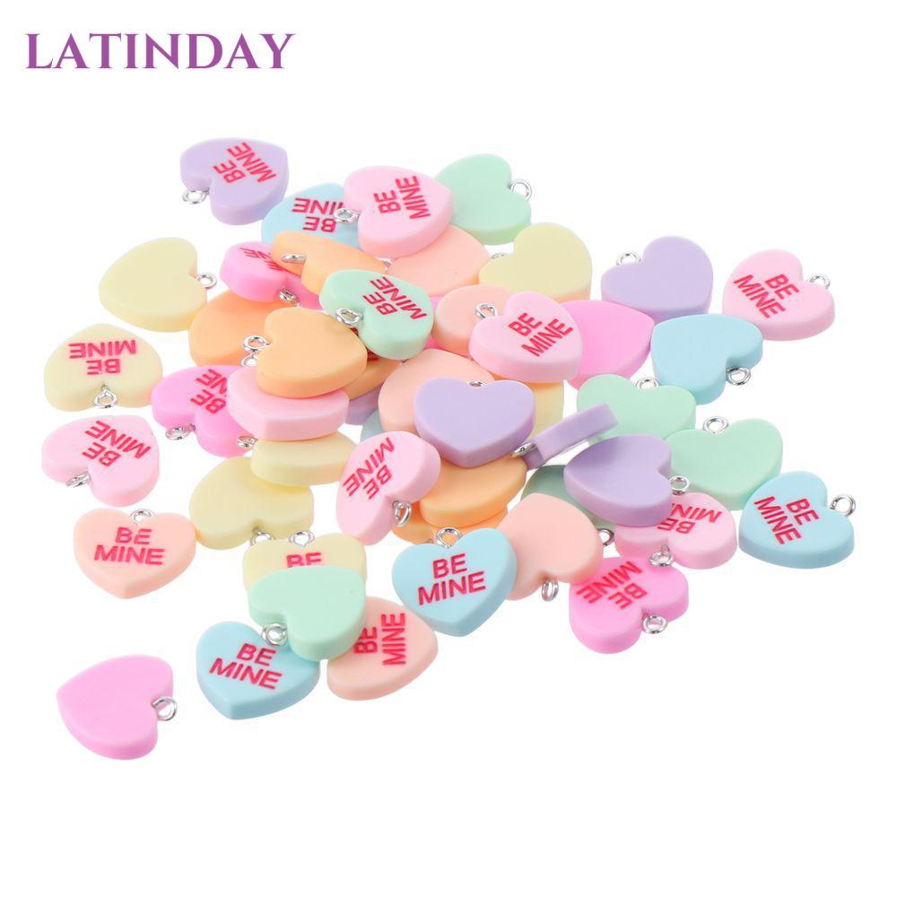 Bùa Trái Tim LATINDAY, Mặt Dây Chuyền Bùa Trái Tim Nhiều Màu Nhựa, Mặt Dây Chuyền Trang Sức Làm Quyế