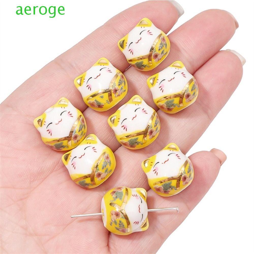 AEROGEM Plutus Hạt Gốm Handmade - Vòng Cổ Phong Cách Kitty Cat Maneki-neko, DIY Trang Sức