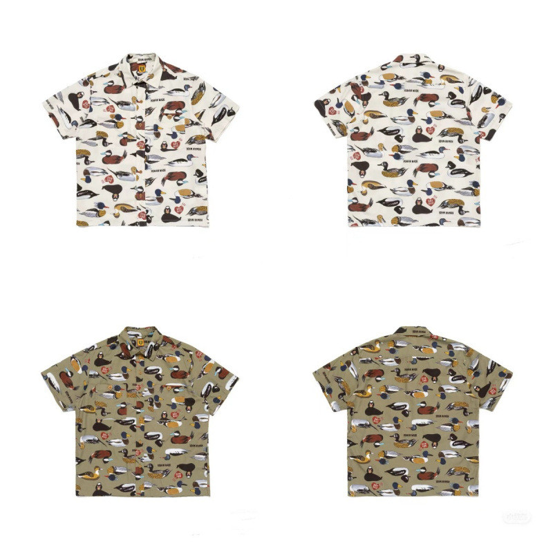YZNM HUMANE Japanese-style all-over print co-branded short-sleeve shirt American retro Hawaiian shir