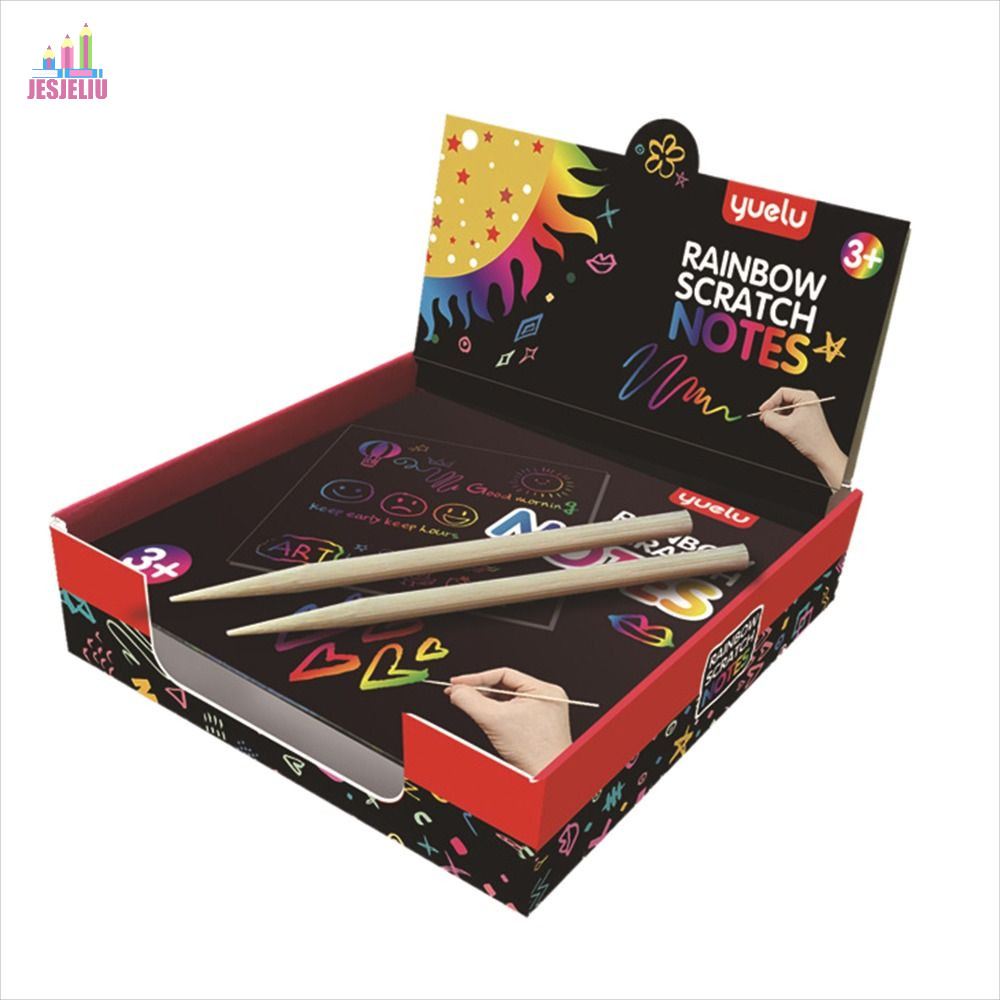 JESJELIU Scratch Art Paper Magic Color Animal Kids Toy Scratch Art Craft Mini Painting Bản mẫu Rainb