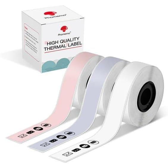 Nhãn liên tục Phomemo D30, D35 Q30 Q31 Q32 Q30S Băng nhãn dài, Màu đen oải hương, Trắng, Hồng Nhãn d