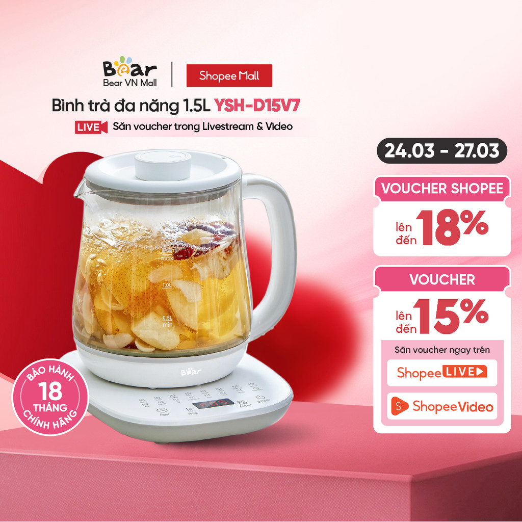 Bình trà đa năng 1.5L Bear YSH-D15V7 - Hàng Chính Hãng
