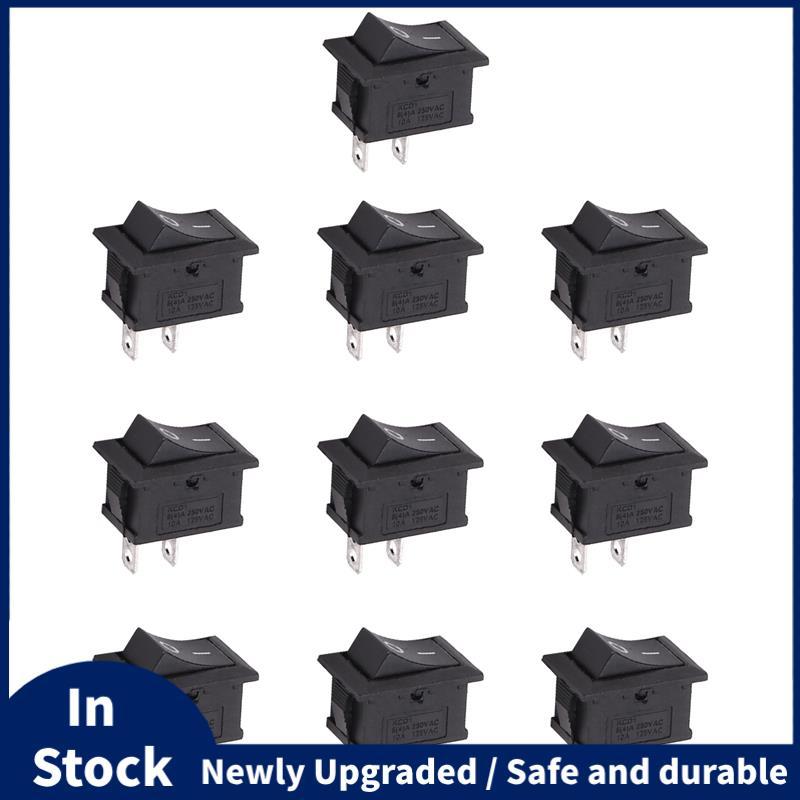 10 Chiếc SPST Mini Đen 2 Pin Rocker Switch AC 125V 10A 250V 6A