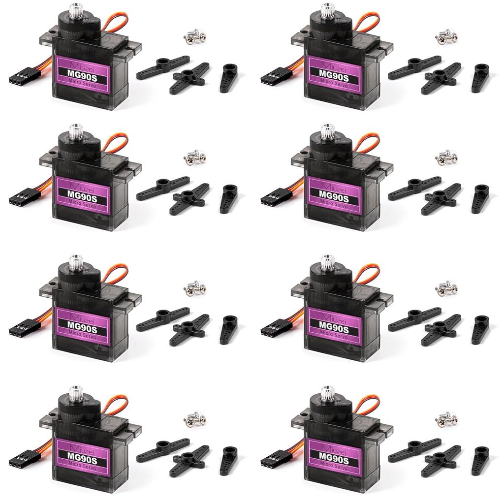 Miuzei MG90S 9G Micro Servo Motor Metal Geared Motor Kit cho RC Car Robot Helicopter, Servo Mini cho