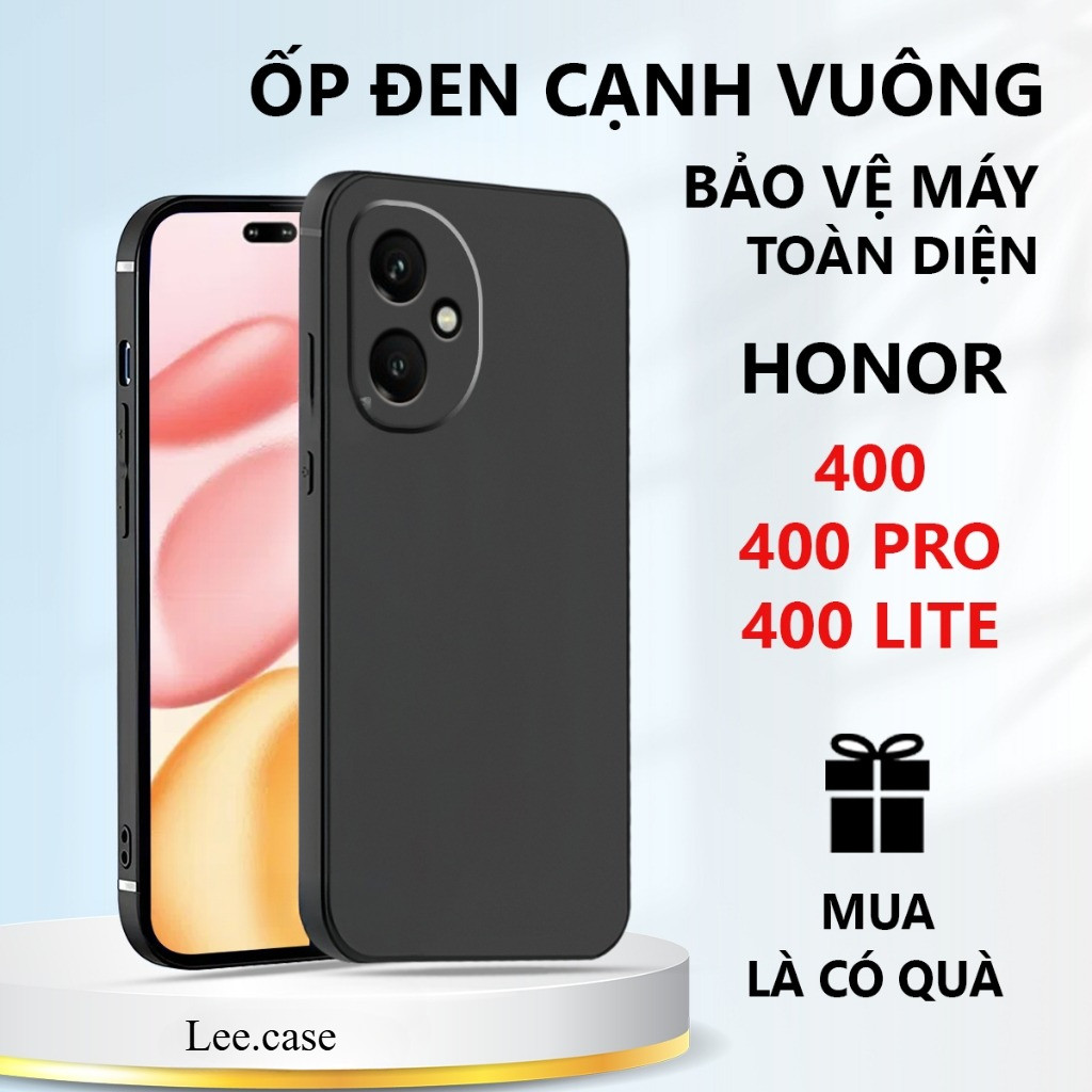 Ốp lưng TPU đen Honor 400/ 400 Pro/ 400 Lite cạnh vuông, bảo vệ máy toàn diện-Lee.case