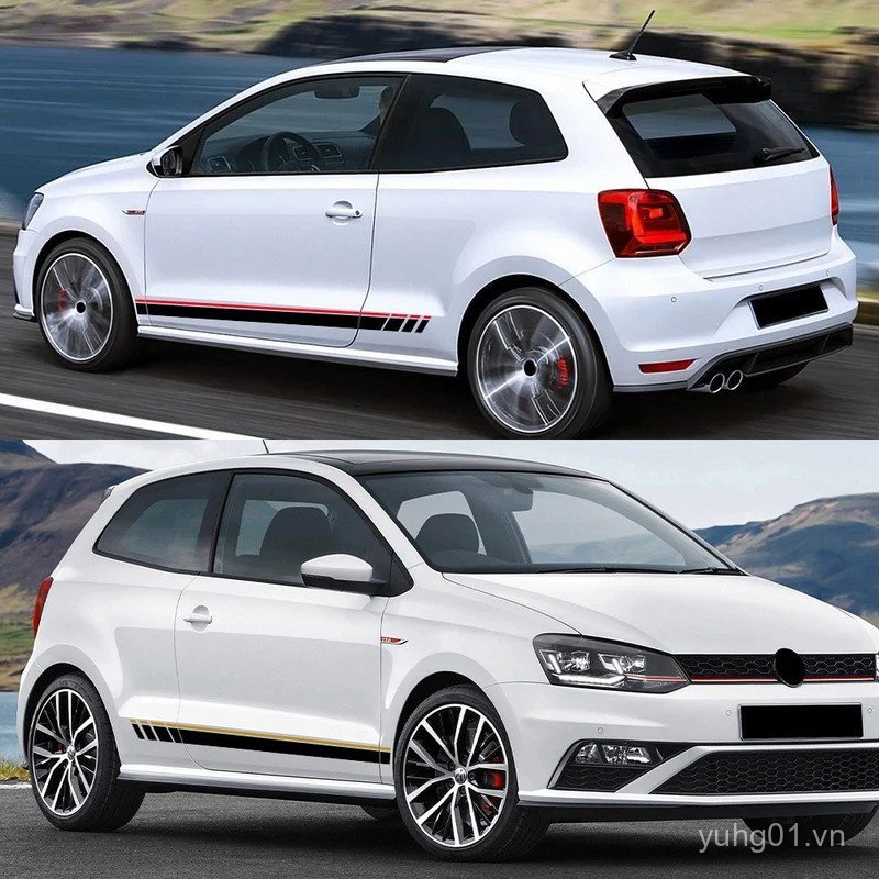 2 Miếng Dán Bên Xe Ô Tô Cho VW Volkswagen Polo 6R 6C 9N2 9J GTI Tự Động Sửa Đổi PVC Phong Cách Đua X