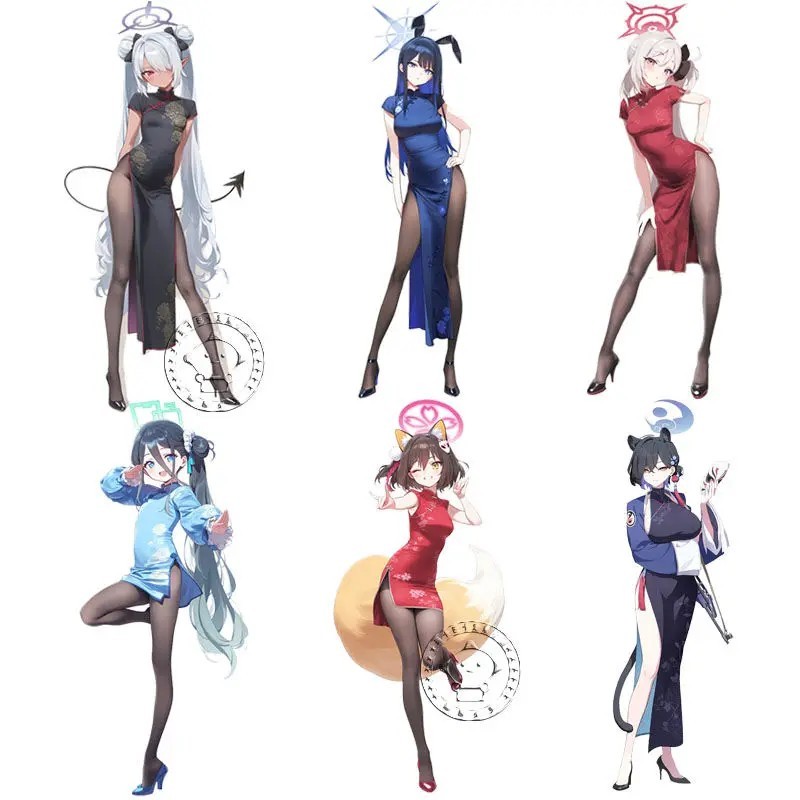Standee Blue Archive mô hình Arisu Kayoko Shiroko sườn xám trang trí bàn học mica acrylic anime game