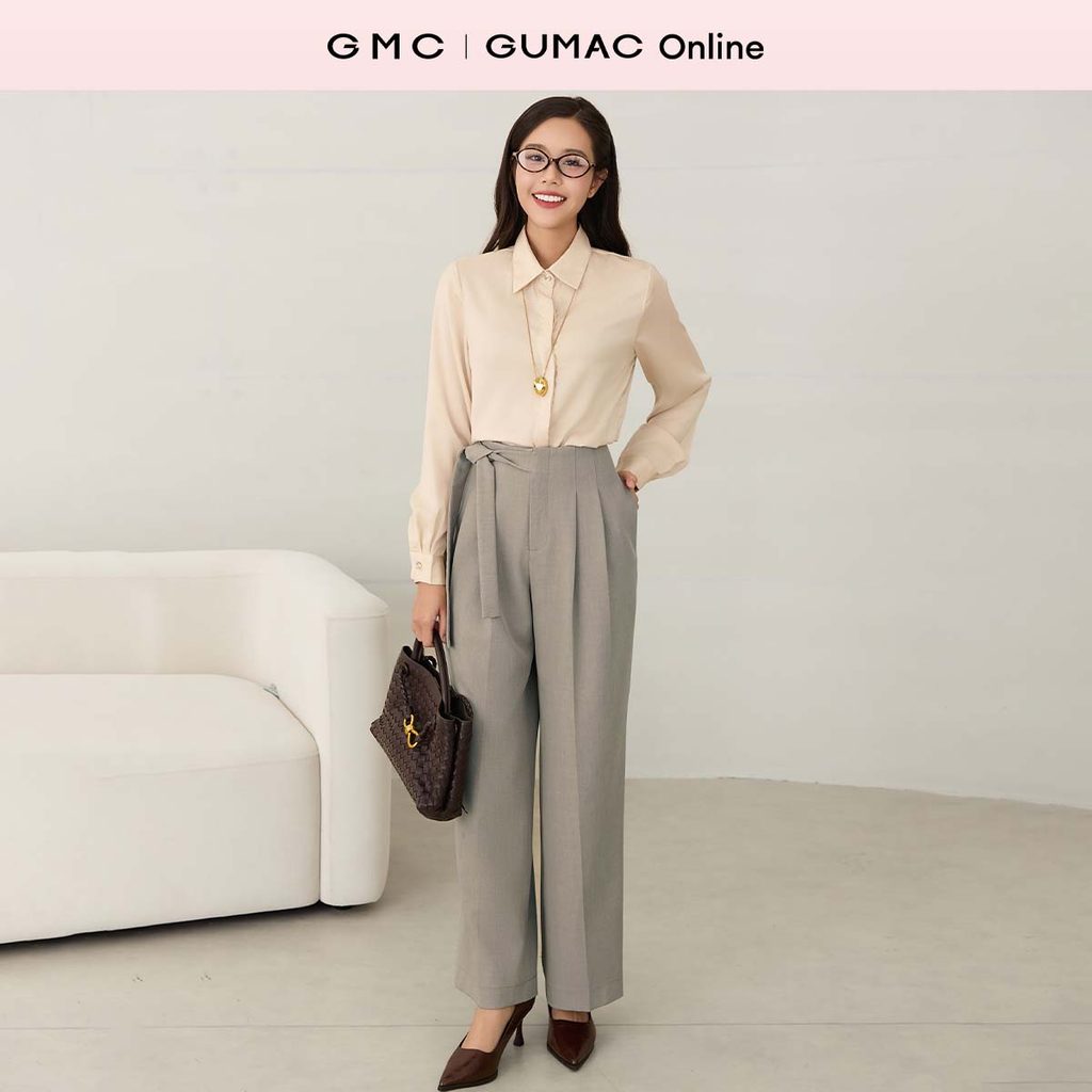 Quần tây nữ form ống suông lưng liền có dây cài nút 1 bên thời trang GUMAC QF12072