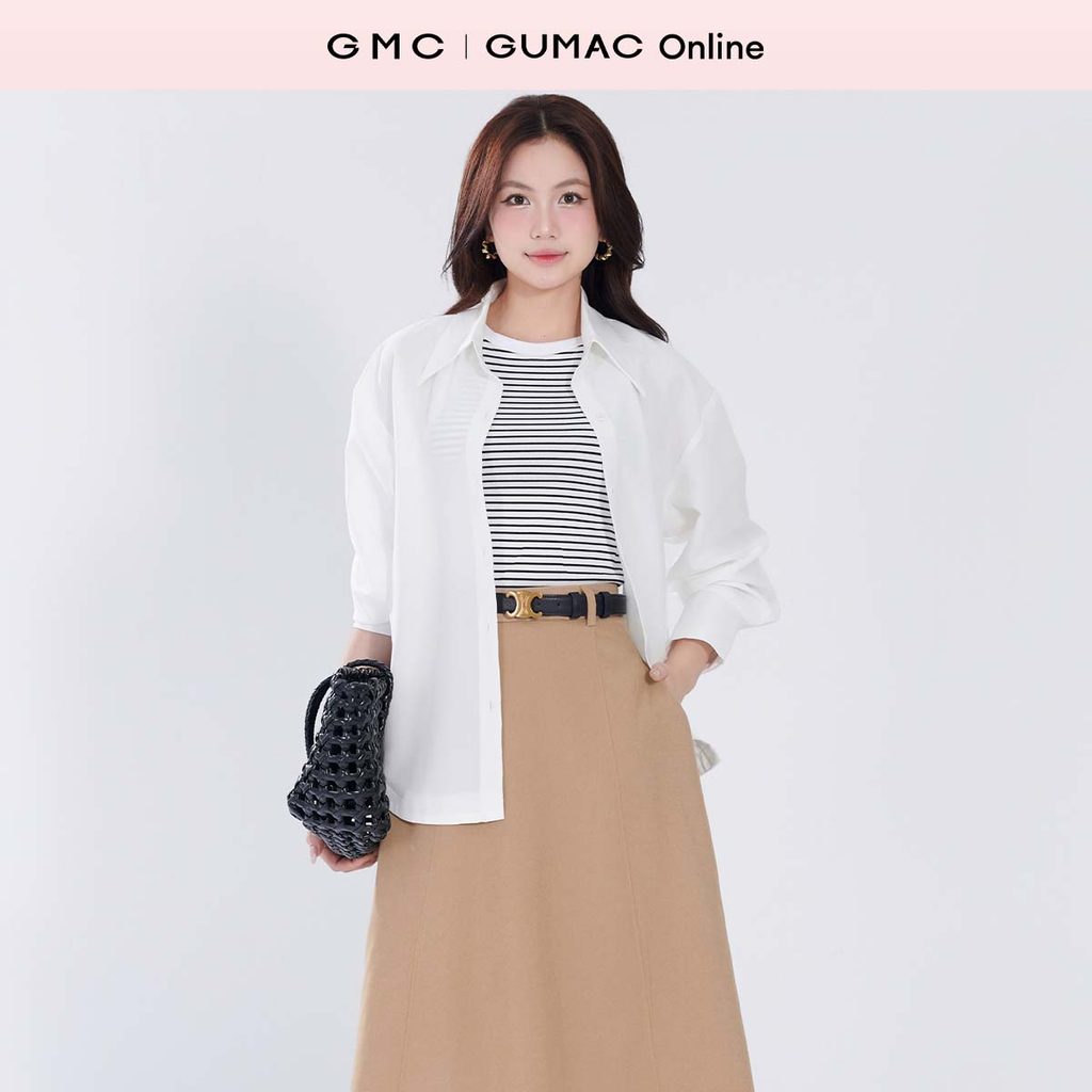 Áo sơ mi nữ lai kiểu màu trắng thời trang GUMAC AF07040
