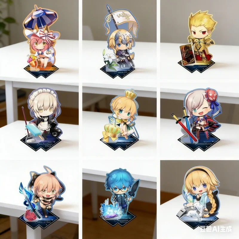 Standee Anime Fate/Grand Order FGO FSN Saber Gilgamesh Mash Merlin Mô Hình Mica Trang Trí Bàn Học Qu