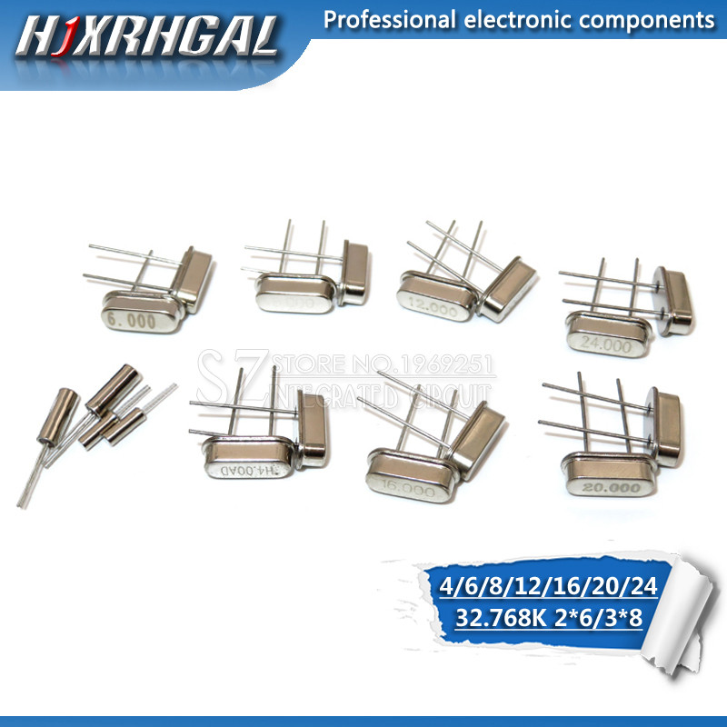 200 chiếc 4Mhz 6Mhz 8 MHz 12 MHz 16 MHz 20 MHz 24 MHz 32.768K 2 * 6 32.768K 3 * 8 HC49S bộ cộng hưởn