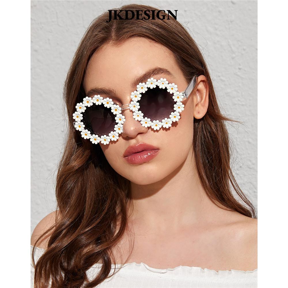 JKDESIGN Daisy Kính râm nữ Lễ hội thời trang Disco Khung tròn