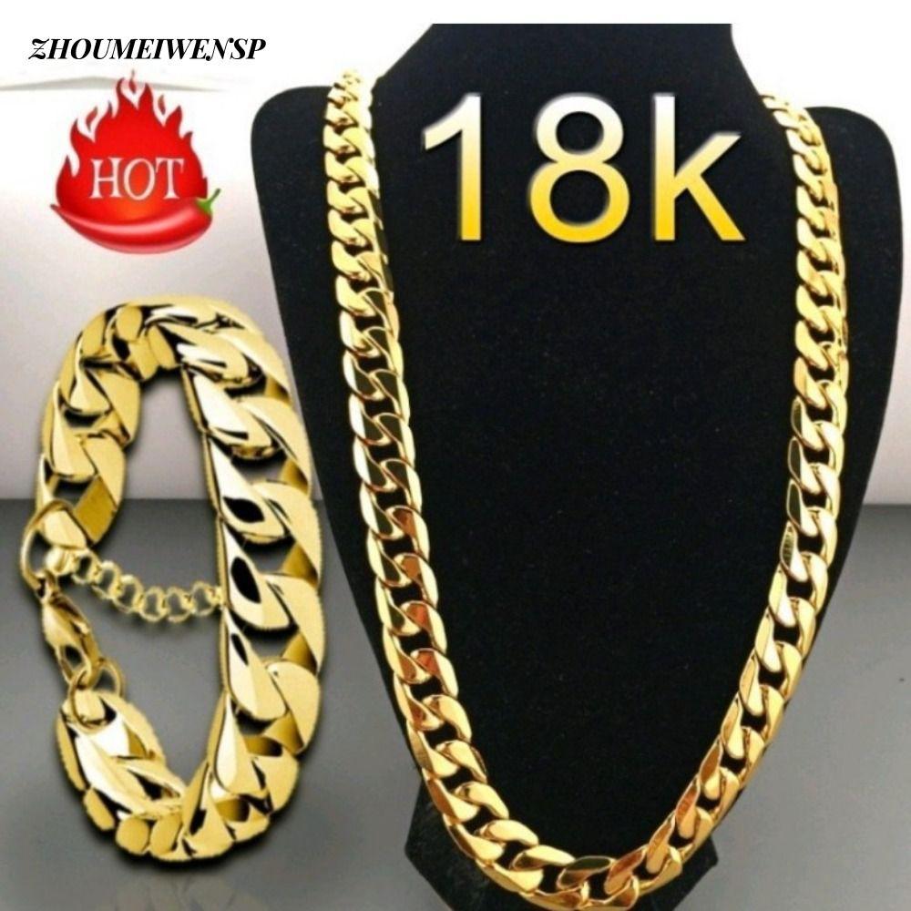 Vòng cổ mạ vàng ZHUMEIWENSP, Vòng cổ vàng mạ vàng nhiều kích cỡ, Vòng tay mạ vàng vàng 18K thời tran