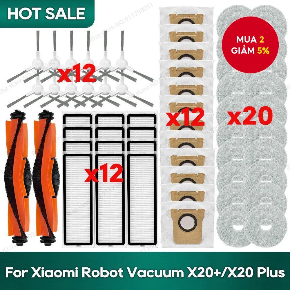 Tương thích với phụ kiện túi lọc Hepa vải lau chổi chính phụ cho Xiaomi X20 Plus / X20+, Xiaomi X10 