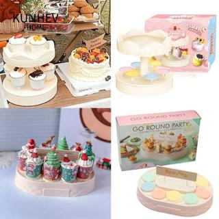 KUNHEV Giá đỡ bánh cupcake KUNHEV, Macarons Carousel Máy làm bánh xoay tự động, Đèn sáng tạo Đĩa quay nhạc Trang trí tiệc sinh nhật