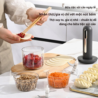 HAIPAI Máy Xay Thịt Điện Không Dây + 3 Bát Chế Biến Máy Chế Biến Thực Phẩm Gia Đình