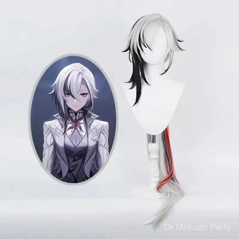 Anime Genshin Cosplay Tóc Giả Arlecchino - Sợi Tổng Hợp Chống Nóng