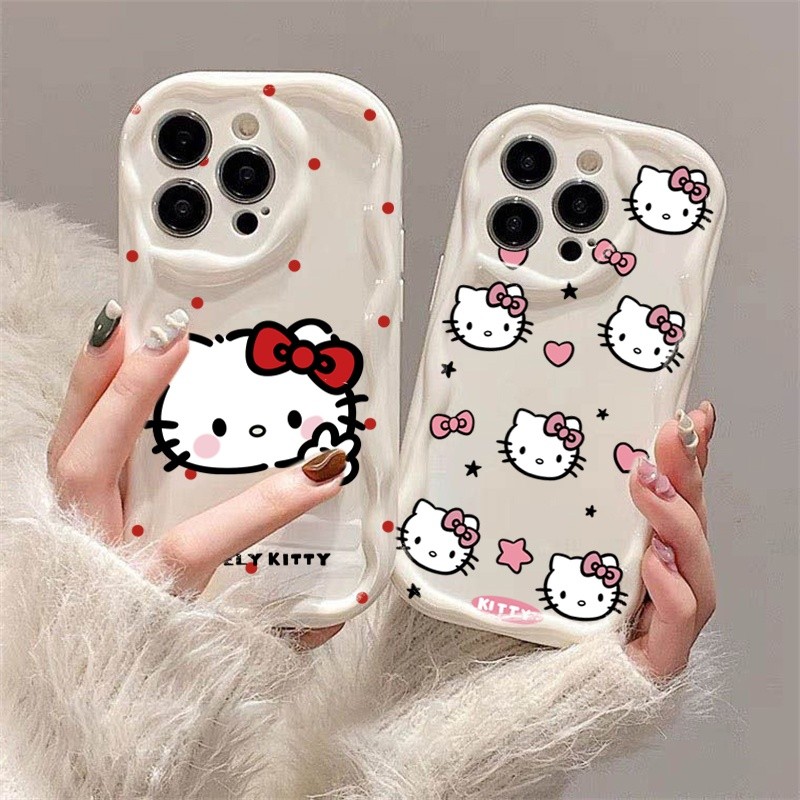 Ốp Điện Thoại Hello Kitty Nơ Cho Samsung Galaxy S24 S23 Ultra Plus FE A55 A35 A16 A06 6G Vỏ Silicon 