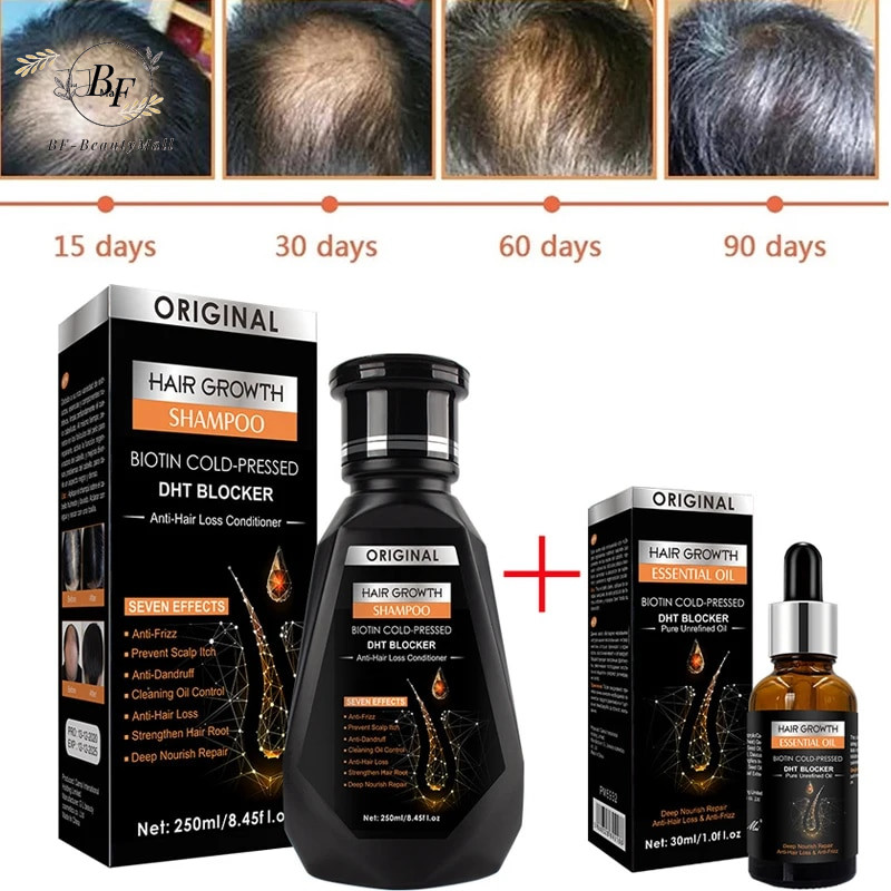[BF] Hair Growth Essential Biotin Cold-Pressed Dht Blocker và Dầu gội tăng trưởng tóc Dầu xả chống r